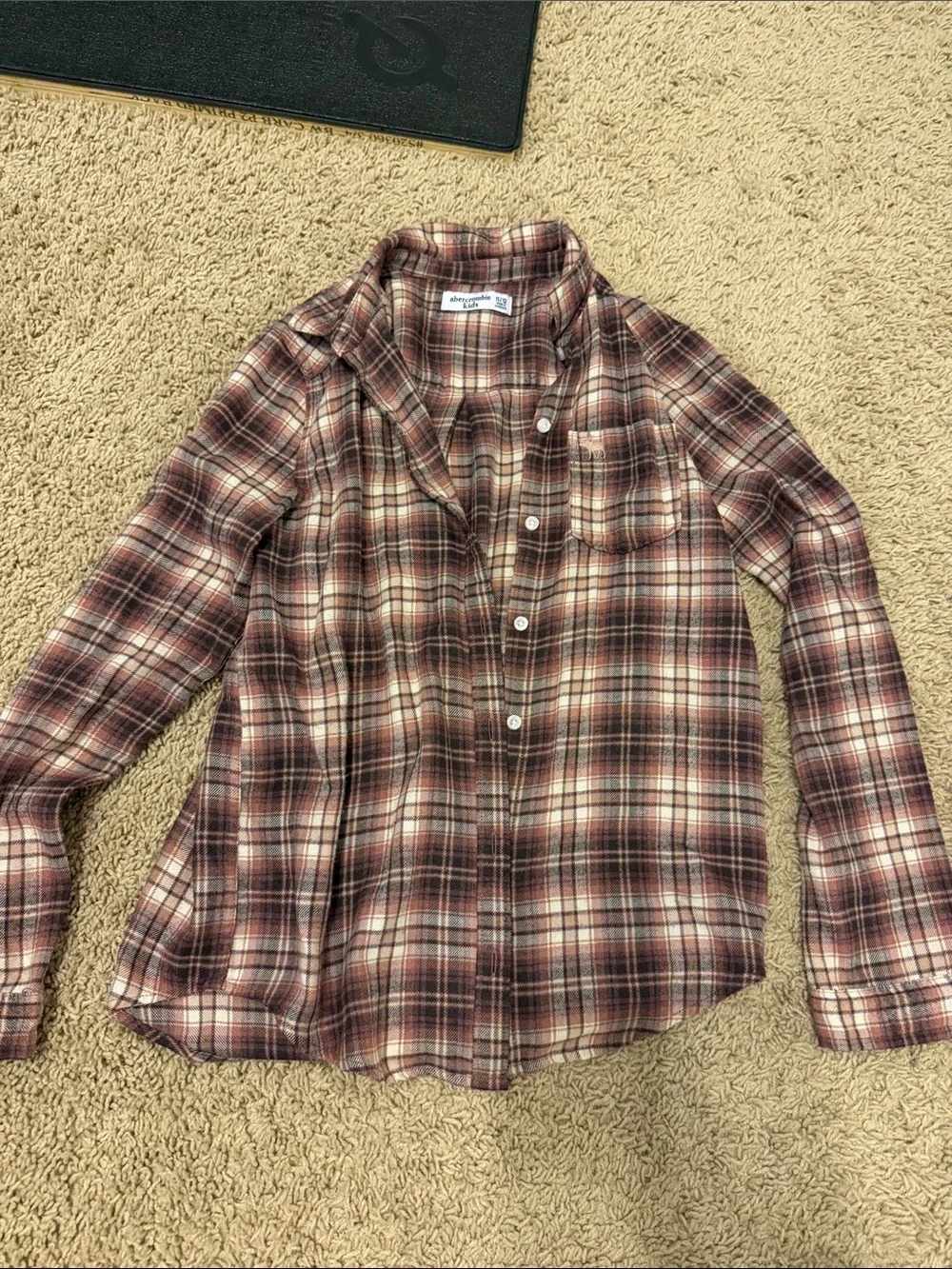 abercrombie kids Brown and Cream Plaid Button-Down Shirt